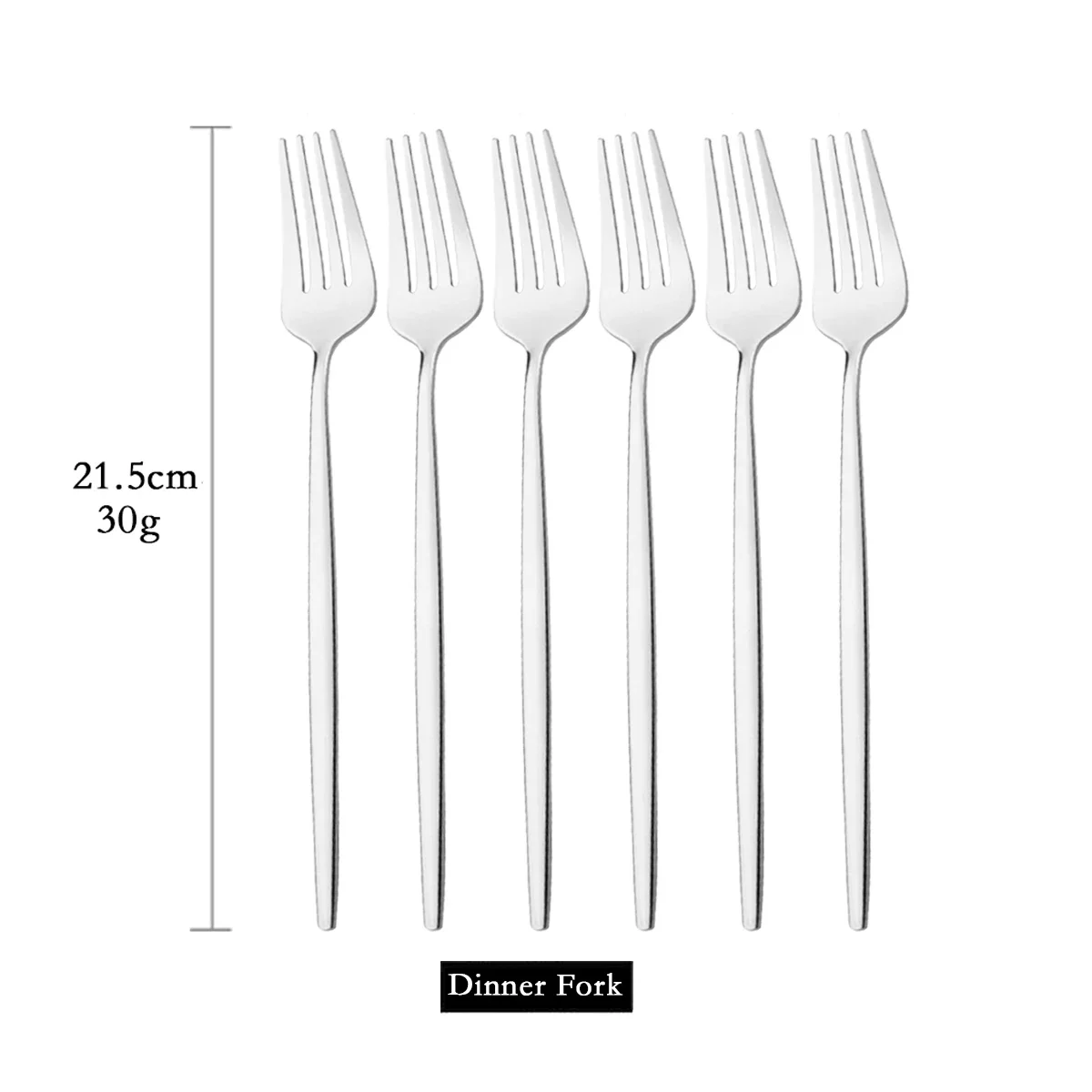 Tenedores de mesa de acero inoxidable, cubiertos de cocina MDUG (plateados, 6 piezas)