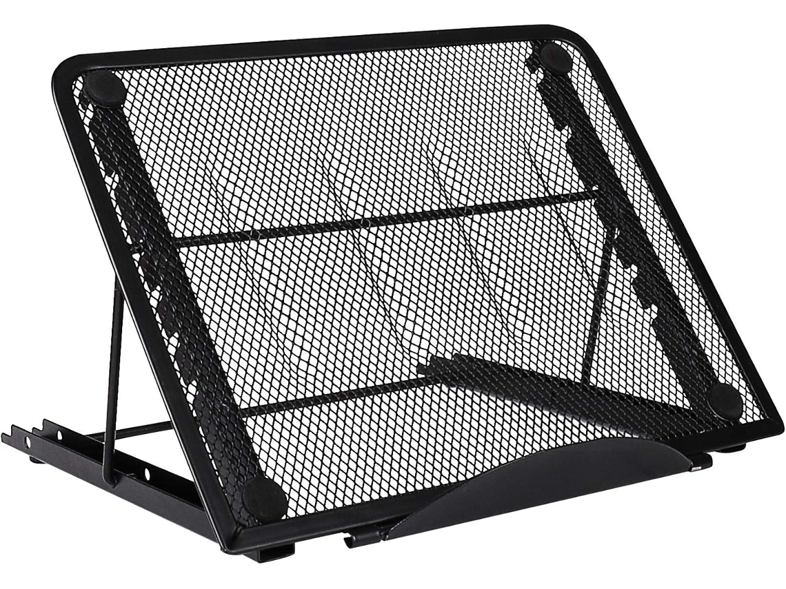 Soporte para portátil - Soporte ventilado multiángulo - Soporte plegable de acero inoxidable para tablet - Negro - 24,2 x 19,2 cm