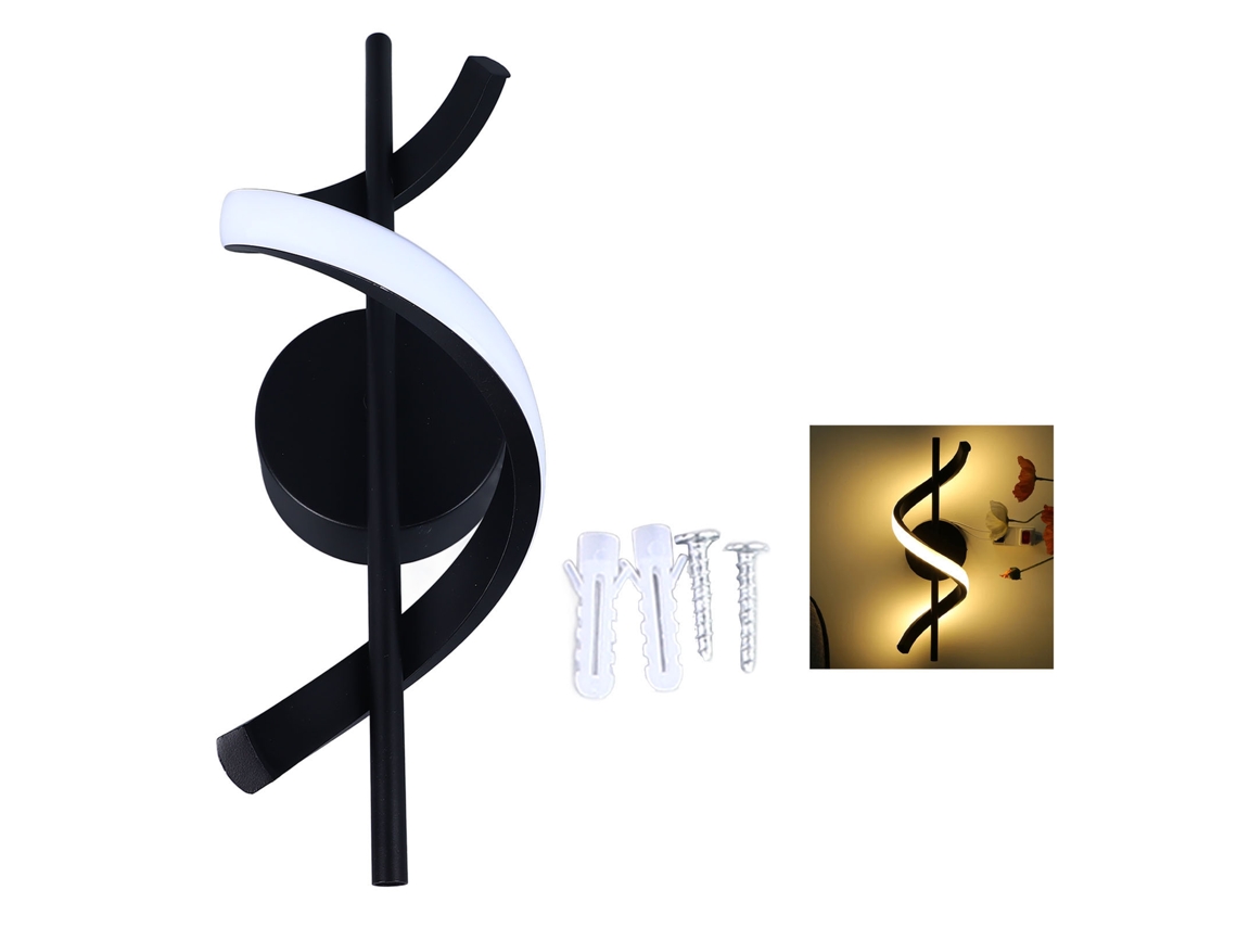 2026-lámpara De Pared Led 18w 3000k Blanca Cálida Moderna Espiral Para Dormitorio Sala Oficina Pasillo 90-265v Negro