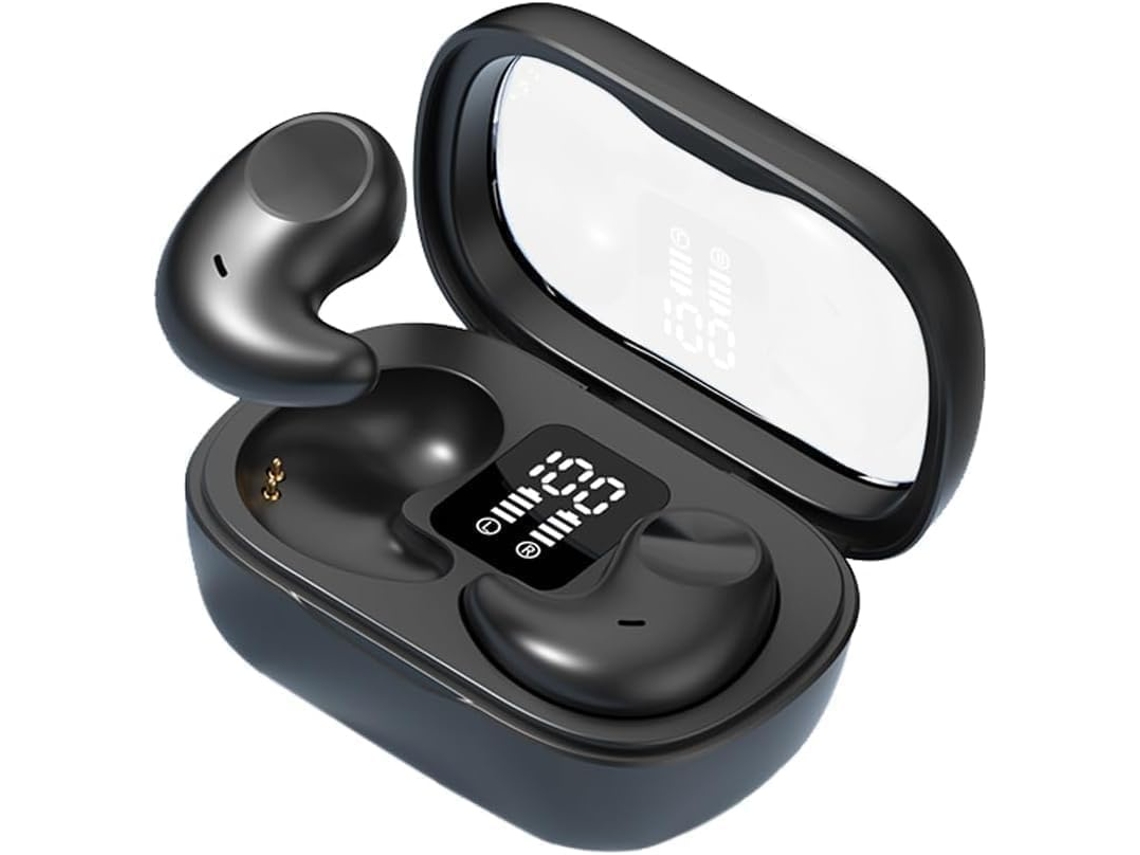 Auriculares inalámbricos para dormir, reducción de ruido, Bluetooth 5.4, se ajustan perfectamente al oído y son ideales para dormir de lado, color negro.