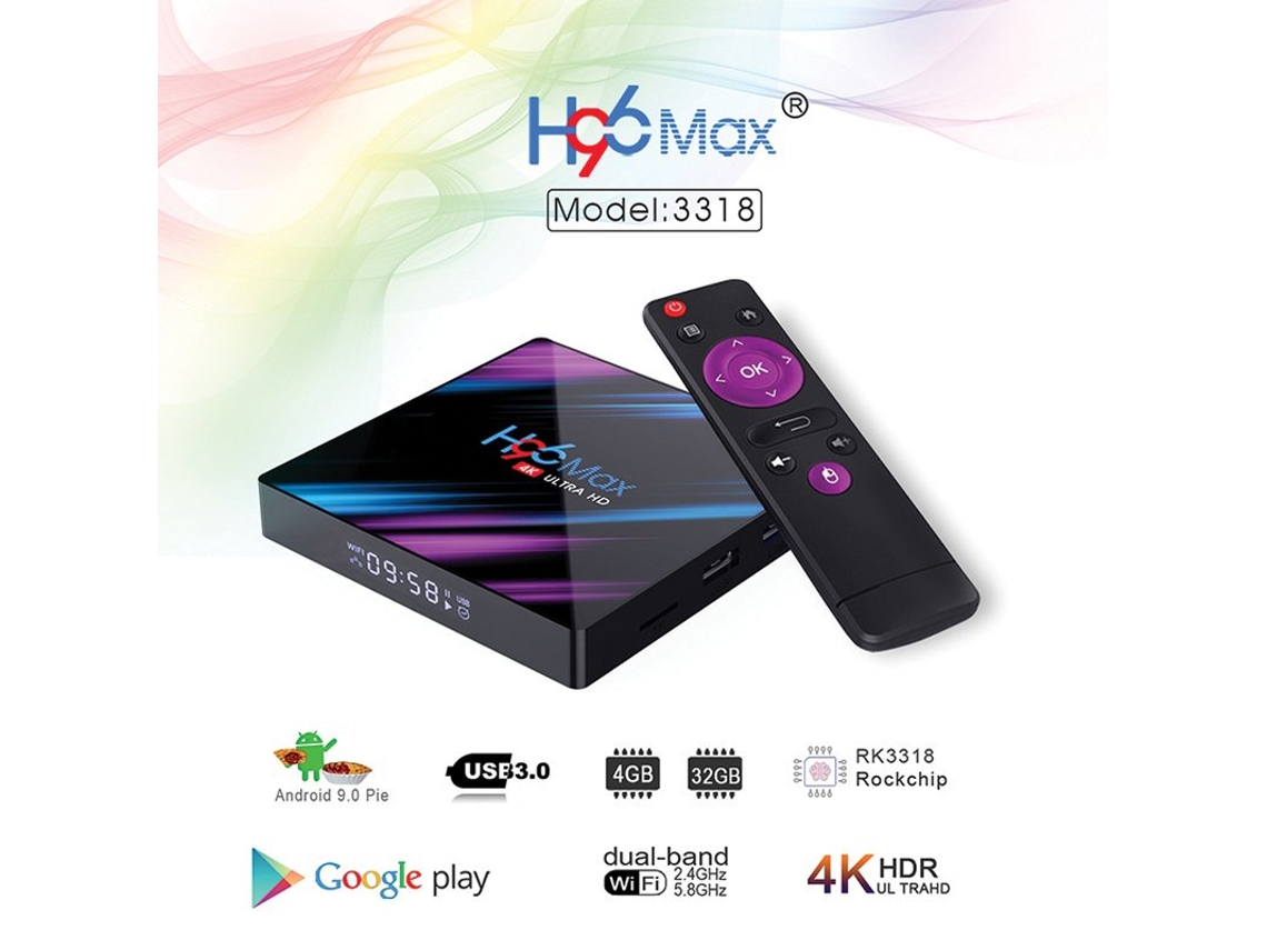 Box Smart Tv H96 max 3318 Quad-Core 4 + 64G Android 9.0 HD Network AU plug