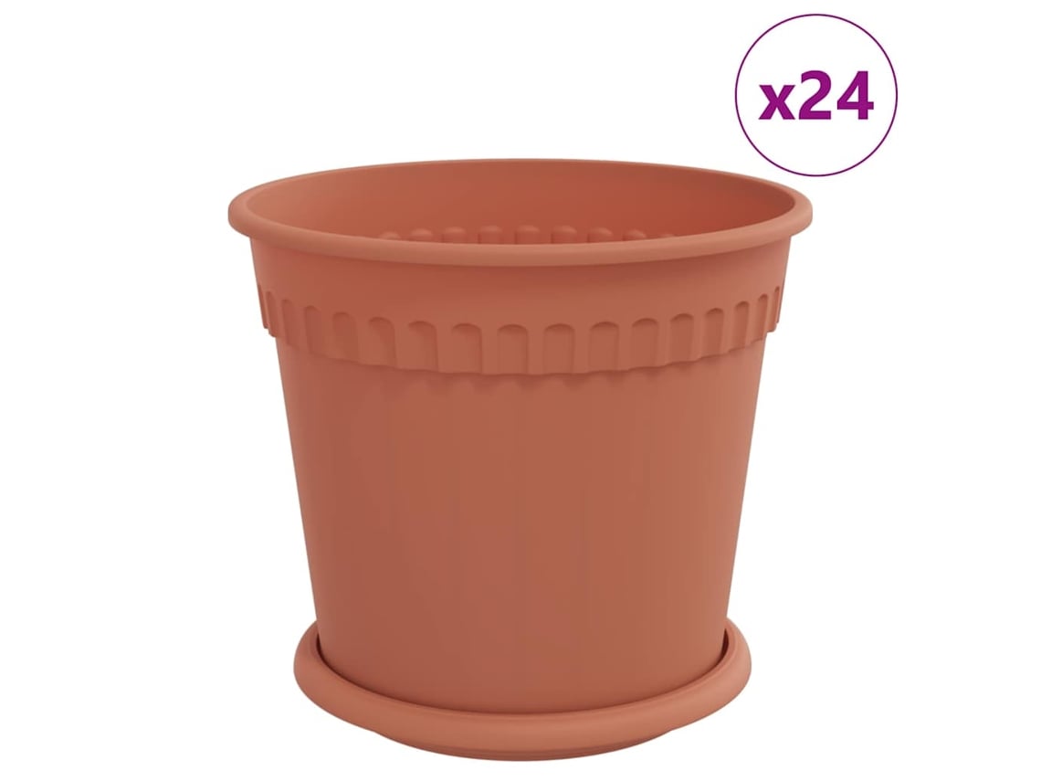 Macetas Vidaxl, 24 unidades, color rojo ladrillo, Ø 19 x 16 cm, plástico.