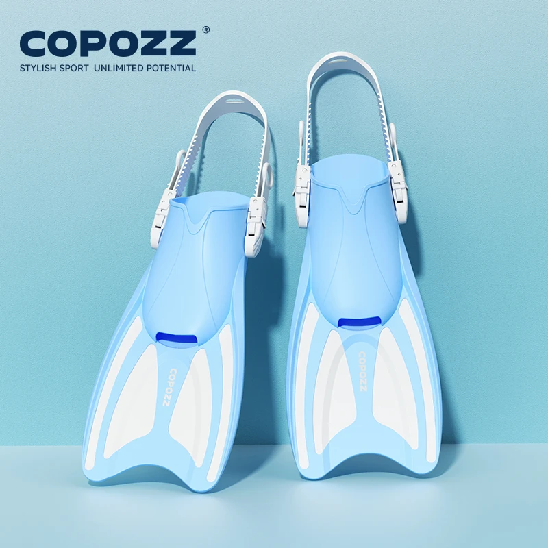 (azul Claro) Aletas De Snorkel Cortas Y Ajustables Para Niños, Ayudas Para La Natación, Equipo De Entrenamiento Para Principiantes.