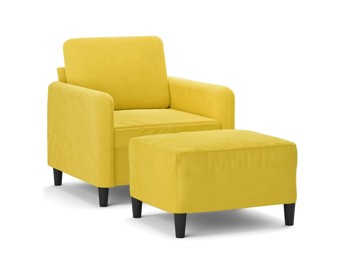 Sillón con taburete terciopelo amarillo VIDAXL (60 cm)