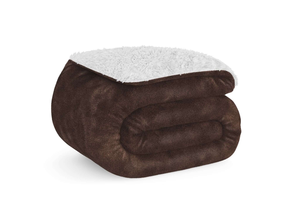 Manta Marrón Nalui  Grande (150x200cm), Suave, Cálida, Lavable 30º, Resistente a Arrugas. Ideal para Cama 90/105 o Sofá