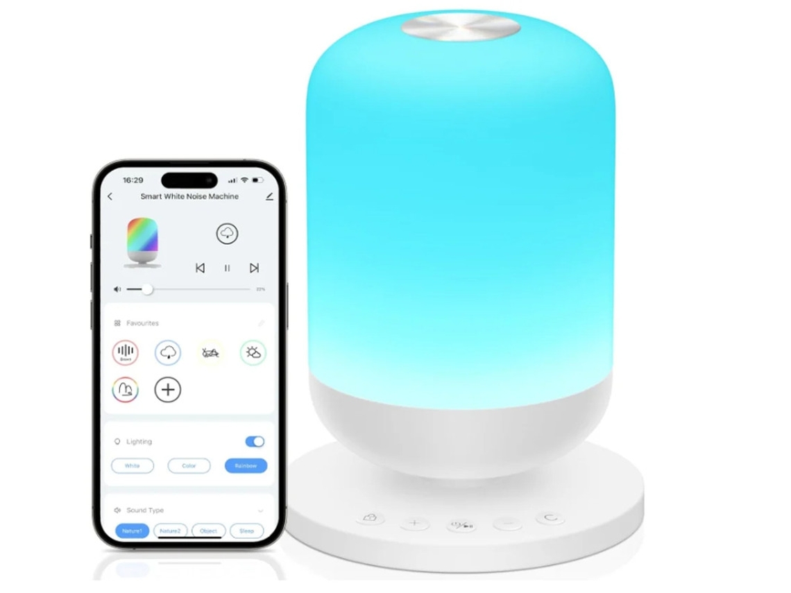 Máquina de sonidos para bebés con 34 sonidos relajantes, máquina de ruido blanco y luz nocturna, entrenador de sueño con aplicación, control remoto, Bestvite