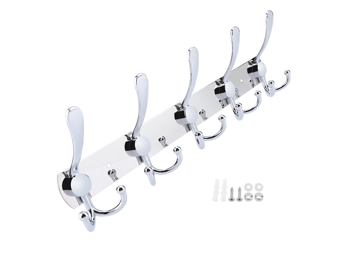 Gancho De Pared Multifuncional De Acero Inoxidable Con 5 Ganchos Para Baño, Toallas Y Sombreros.