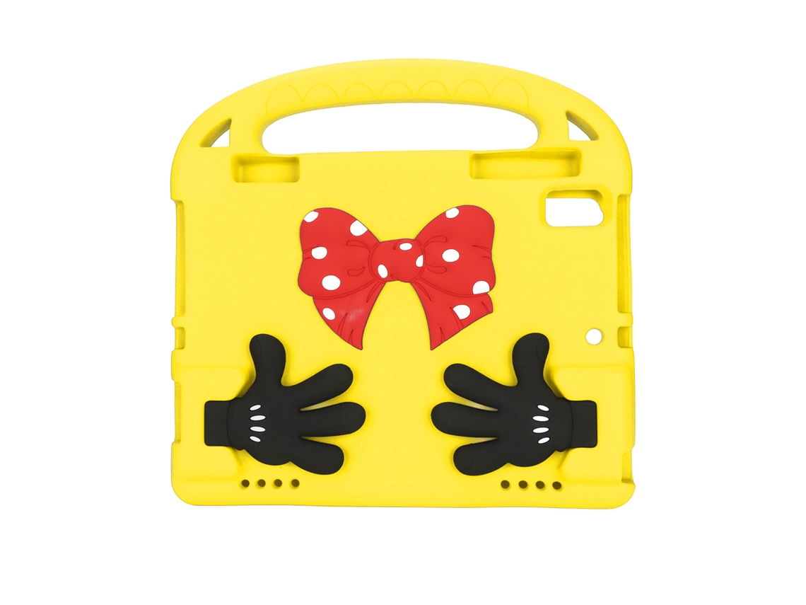 Funda universal para tablet infantil, antideslizante y anticaídas, amarilla con luz dorada. Diseño infantil.