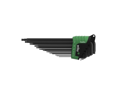 WIHA Juego de llaves Allen en soporte ErgoStar TORX® con cabeza esférica, de 14 unid., acabado en oxidación negra (36487)