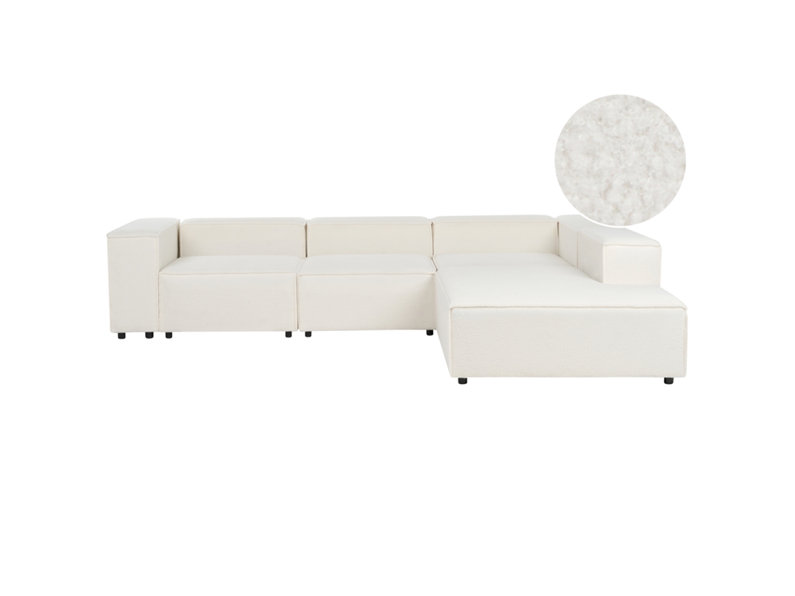 Sofá esquinero BELIANI Aprica de Bouclé Blanco 326x269x68