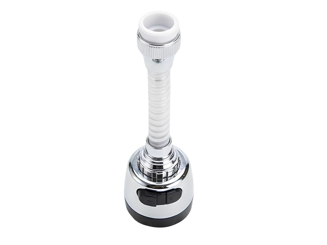 Grifo giratorio AVIZAR de acero inoxidable plateado con difusor de agua y filtro con rociador ajustable
