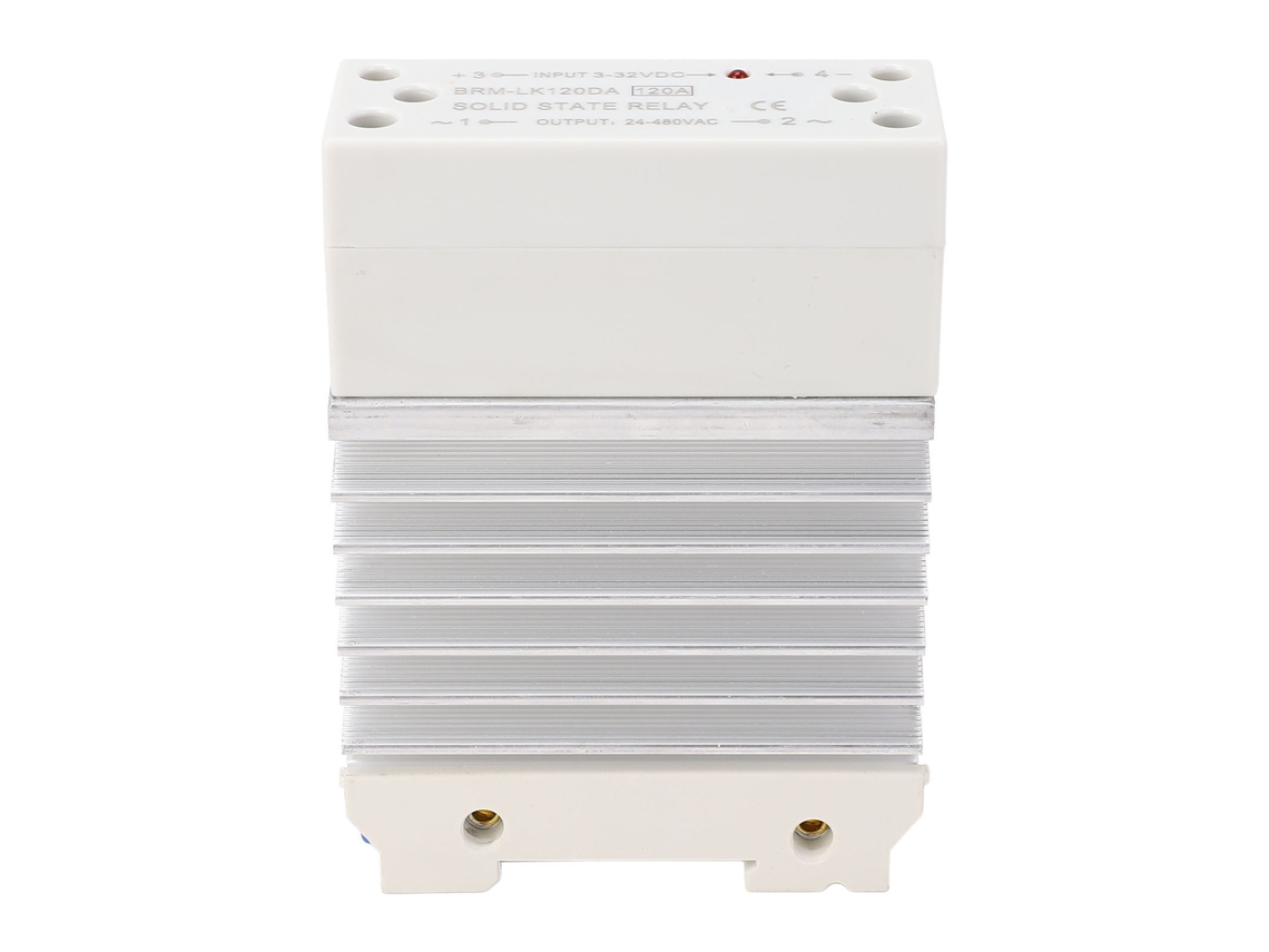 Relé estático de CC a CA de 120 A, entrada de 3-32 V CC, salida de 24-480 V CA con calentador, módulo SSR, monofásico.