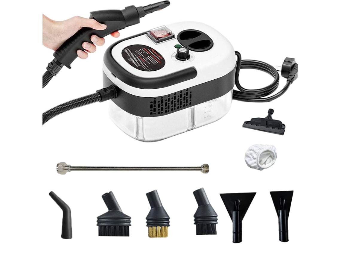 Limpiador A Vapor De Alta Temperatura Y Alta Presión De 2500 W Con 7 Accesorios, 6 Modos Ajustables, Blanco Grisáceo Gertiz