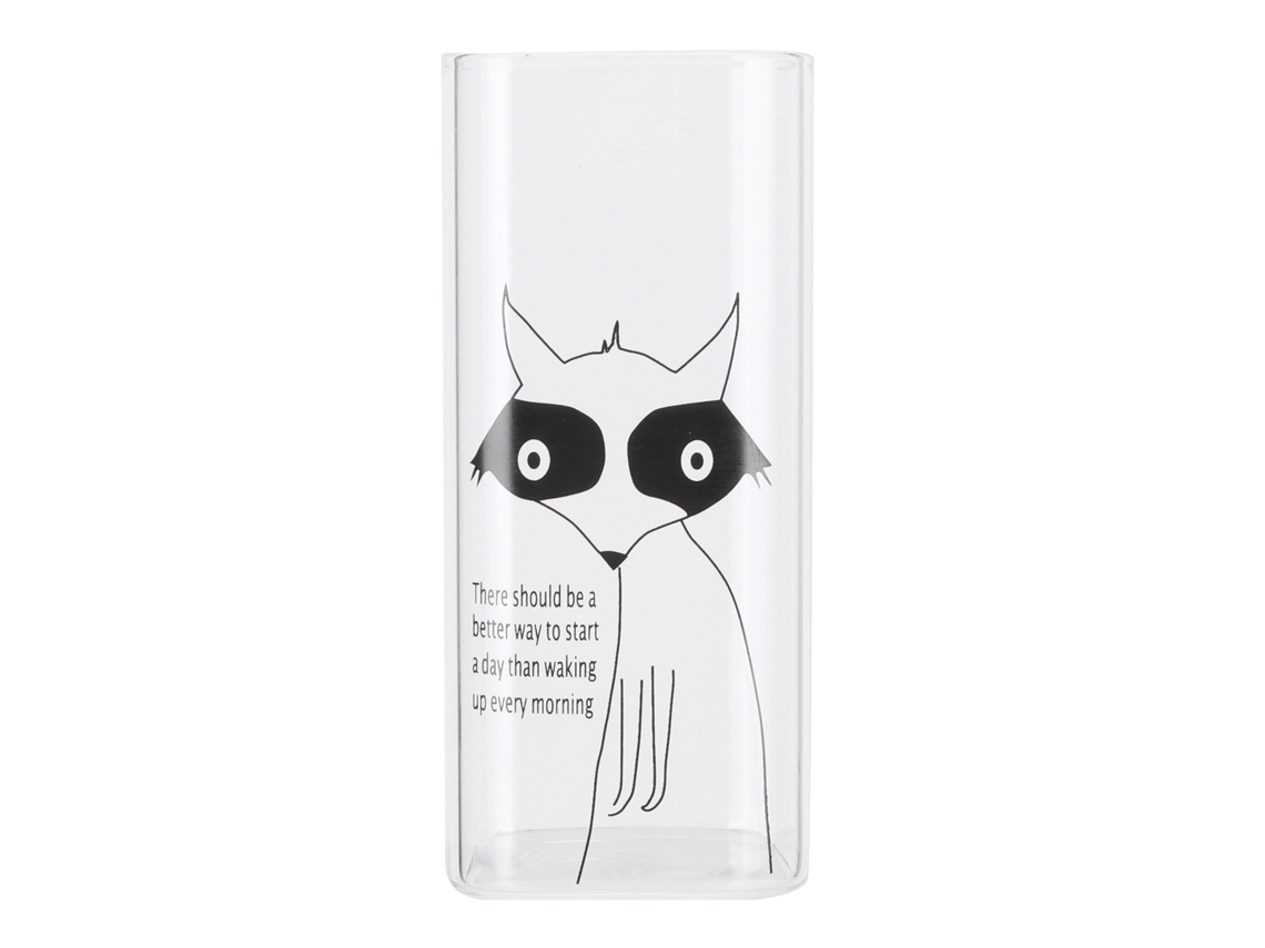 Taza de vidrio de 400 ml con diseño impreso para leche, té y café.