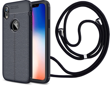 Funda iPhone XR Rugged Leather con Collar Negro