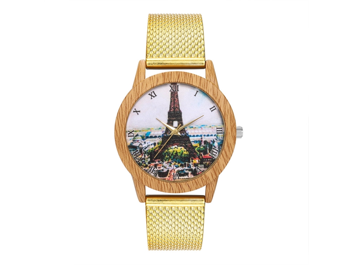 Reloj De Cuarzo Con Correa De Malla Y Escala Romana Zhoulianfa (oro)