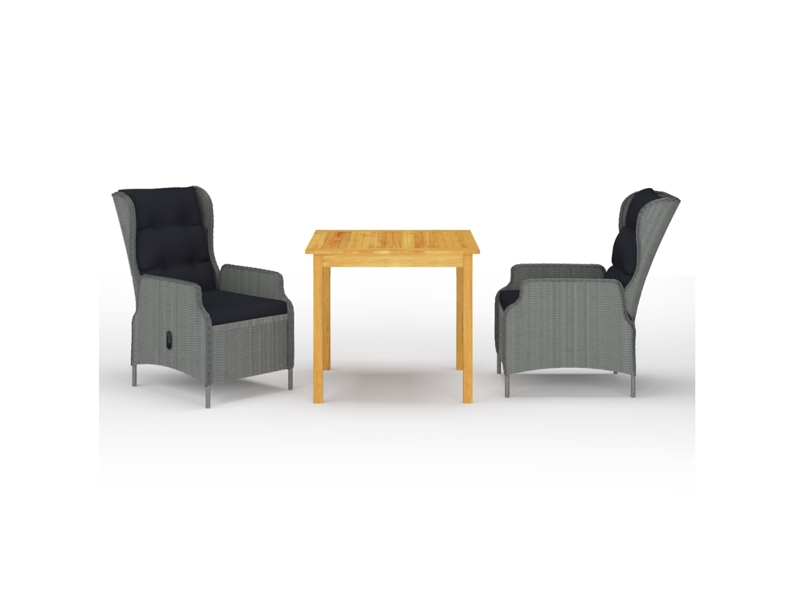 3 Pcs Conjunto De Jantar Para Jardim Cinzento Claro Dkd Home Decor