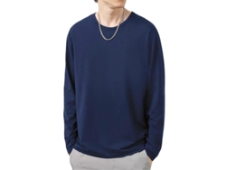 Camiseta De Manga Longa De Gola Redonda Para Homem, Outono, Blusa Interna, Poliéster, Tamanho 5xl, Cor Azul Marinho