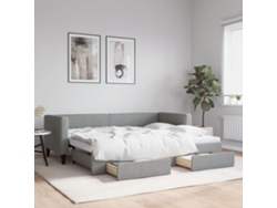 Sofá Cama Nido Con Cajones Tela Gris Claro 80x200 Cm