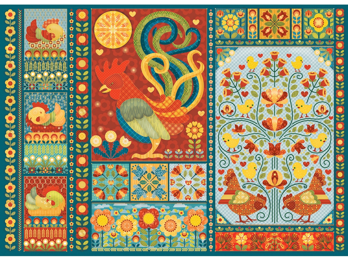 Rompecabezas de 1000 piezas de Cobble Hill Scandi Chicken Quilt