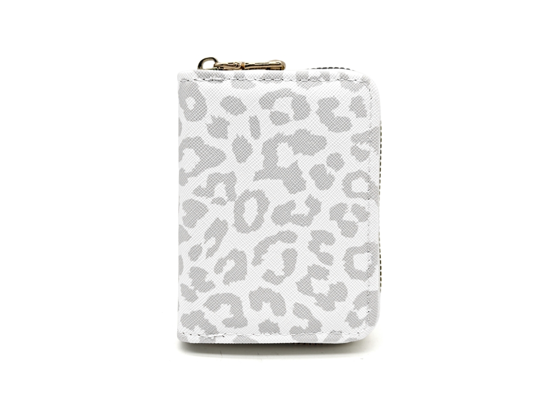 Tarjetero Con Estampado De Leopardo - Clip Para Tarjetas De Mujer - Tarjetero De Gran Capacidad - Gris