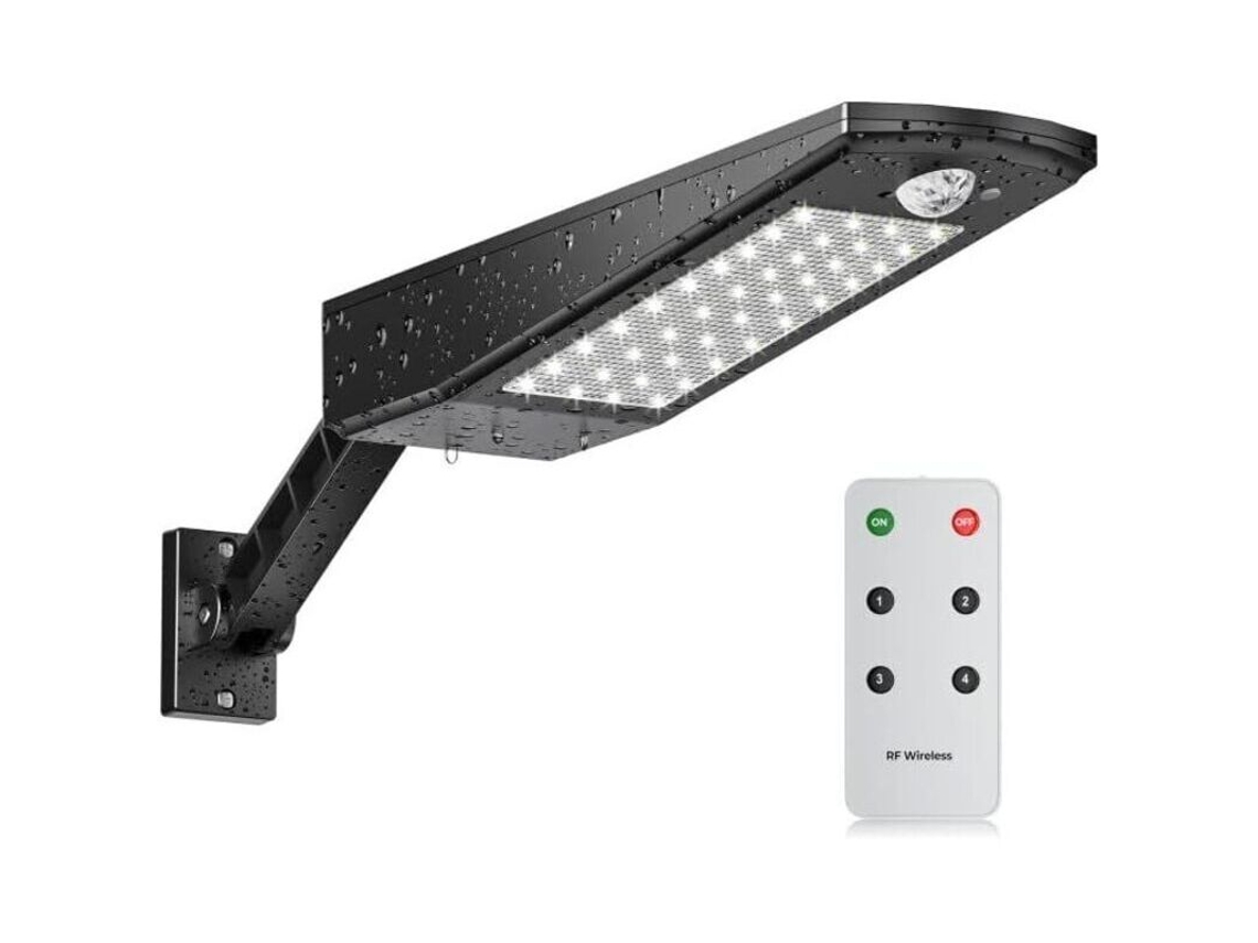 Foco Solar Exterior Impermeable Con 48 Led, Soporte Ajustable Y