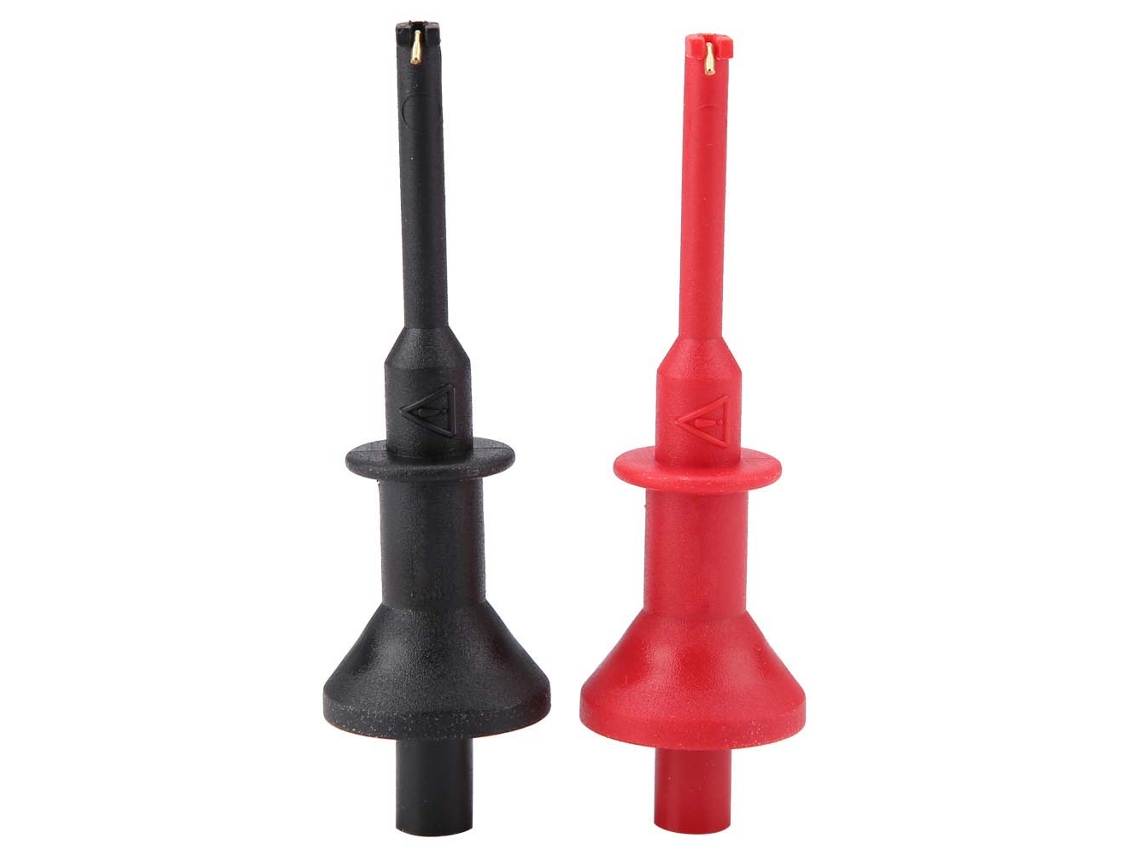 1 Par De Cables De Prueba Para Multímetro Con Gancho De Extensión Y Pinza Para Sonda Uni T Ut C01 Negro + Rojo 62 Cm