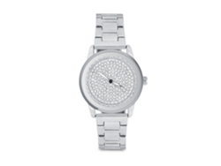 Reloj Analógico Para Mujer Con Diamantes De Imitación, Esfera Redonda, Movimiento De Cuarzo, Brazalete De Aleación, Color Plata.