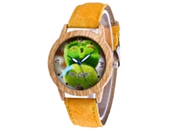 Reloj De Pulsera De Moda Con Esfera De Cara Sonriente Y Correa De Cuero (amarillo)