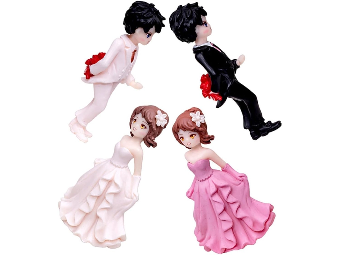 Figuritas Decorativas Resina Tarta Nupcial Adorable Pareja Romántica Juego Compacto 2 Piezas Decoración Hogar
