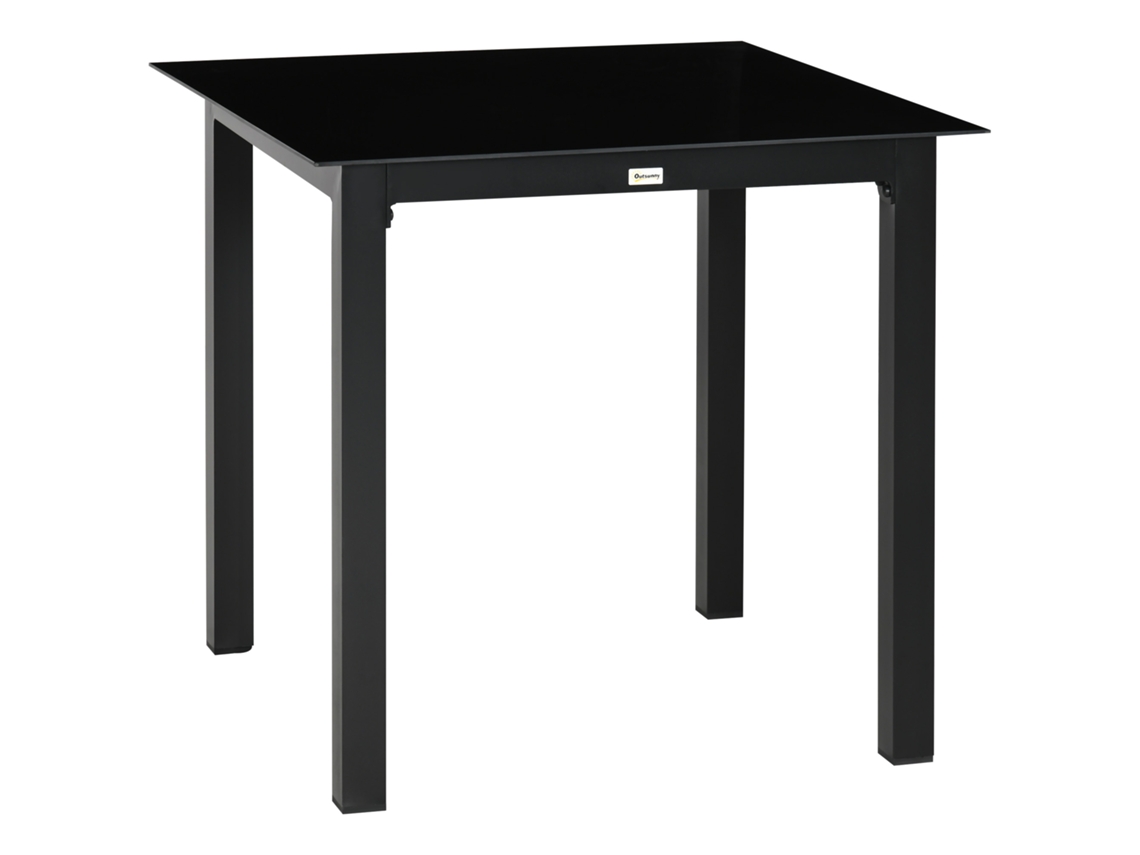 Mesa Jardín,cuadrada,4 Personas,terraza,tapa Vidrio Templado,aluminio,80x80x74cm,negro