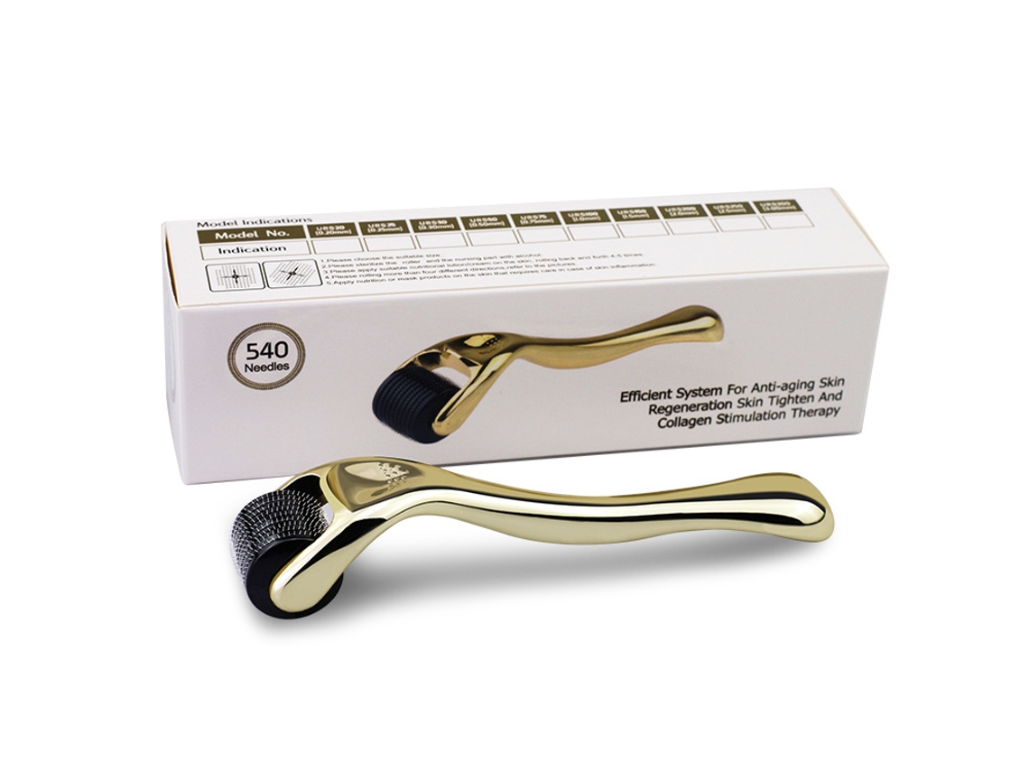 Rodillo De Microagujas Czhhmart De 2,0 Mm. Apto Para El Cuidado Facial. Dorado.