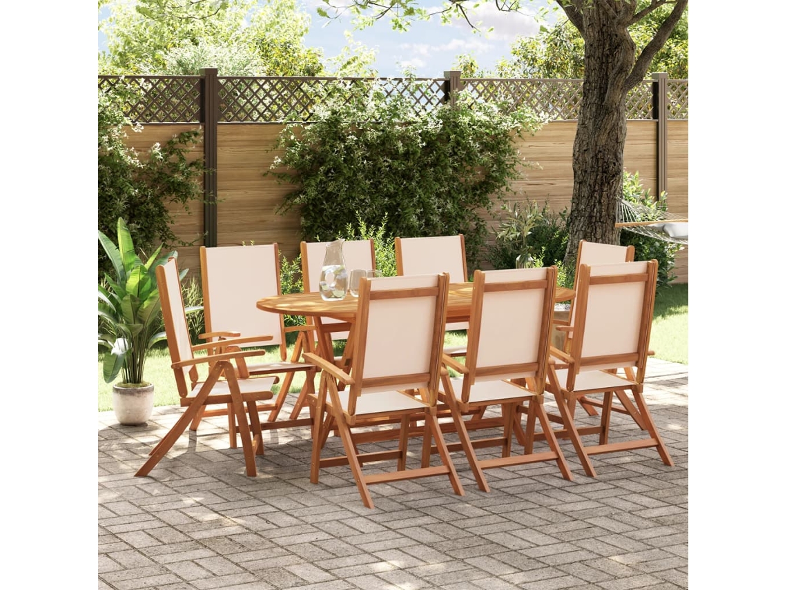 Juego de comedor de jardín de 2 piezas de acacia maciza y textileno Dkd Home Decor