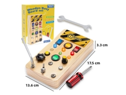 Juguete sensorial de madera con panel de control de luz LED.