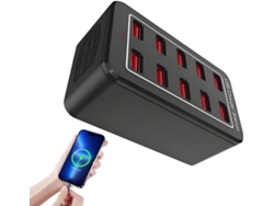 Estación De Carga De 50 W Con 10 Puertos Y Cable De 1,2 M Para El Hogar, El Trabajo, La Oficina, La Mesita De Noche Y Los Viajes.