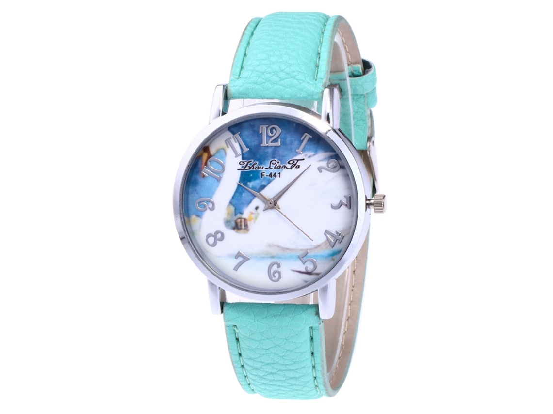 Reloj De Pulsera De Cuarzo Para Hombre Y Mujer Con Dial Redondo (menta)