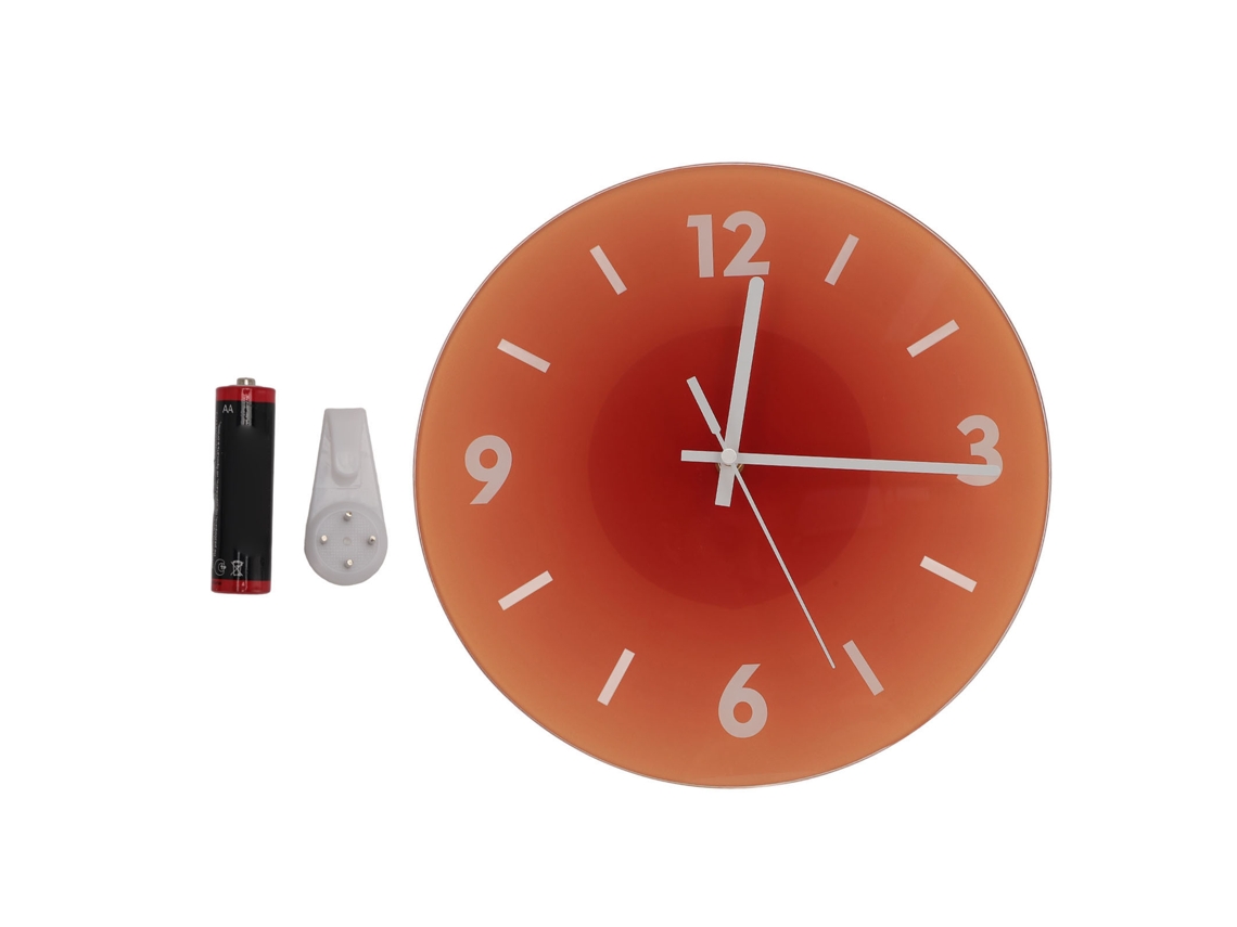 Reloj De Pared Moderno De Cristal Silencioso De 30 Cm Para Sala De Estar - Naranja