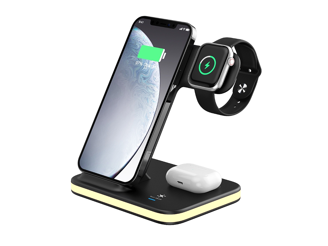 Estação De Carregamento 4 Em 1 Para Apple Watch E Carregadores Sem Fio Para Iphone 15, 14 E 13.