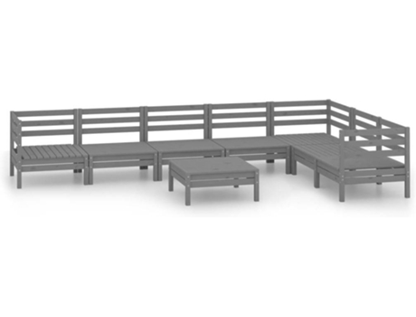 Conjunto 8 de muebles de jardín VIDAXL madera maciza de pino gris
