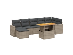 Maison Exclusive - Set De Sofás De Jardín 8 Pzas Y Cojines Ratán Sintético Gris