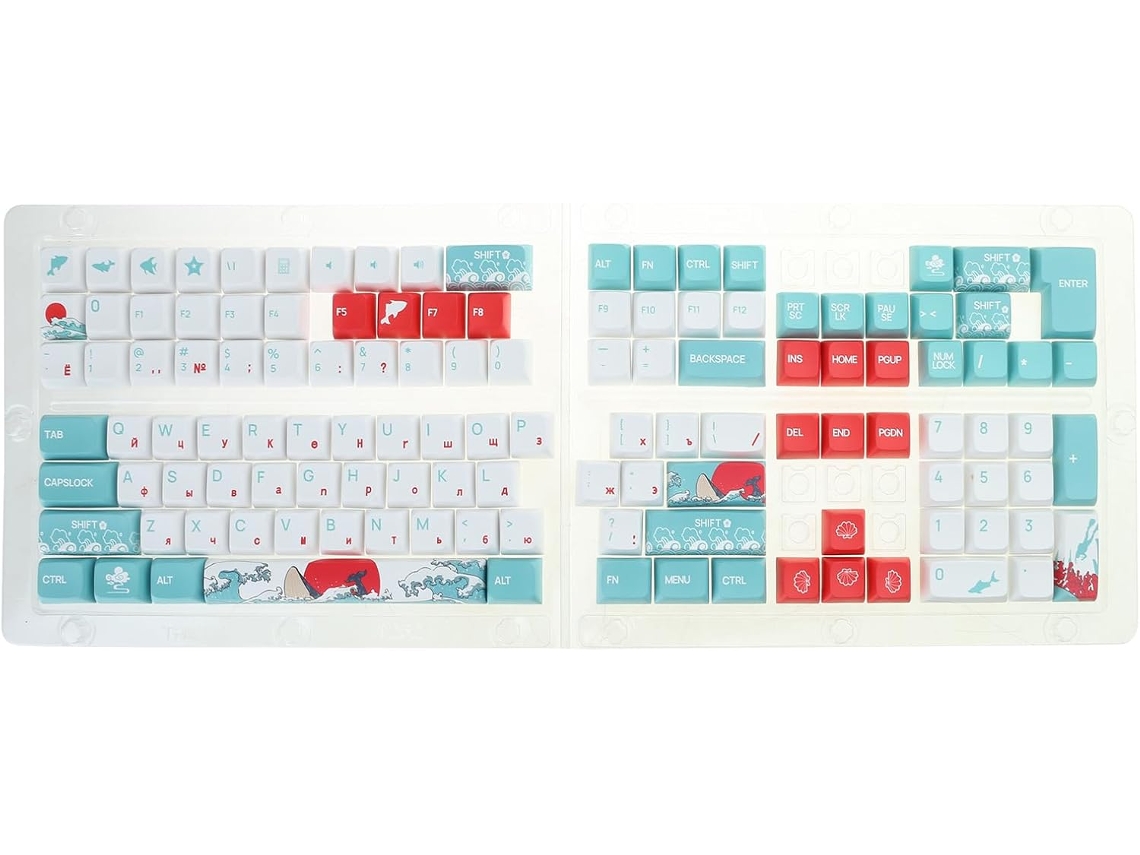 Teclado Con Interruptores De Teclas Rusos Sea Pattern De Altura Oem Para Mecanógrafos Y Jugadores.