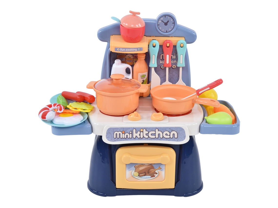 Juego de cocina ATS con sonidos y luces realistas, juguetes educativos de cocina para niños de 3 años en adelante (azul)
