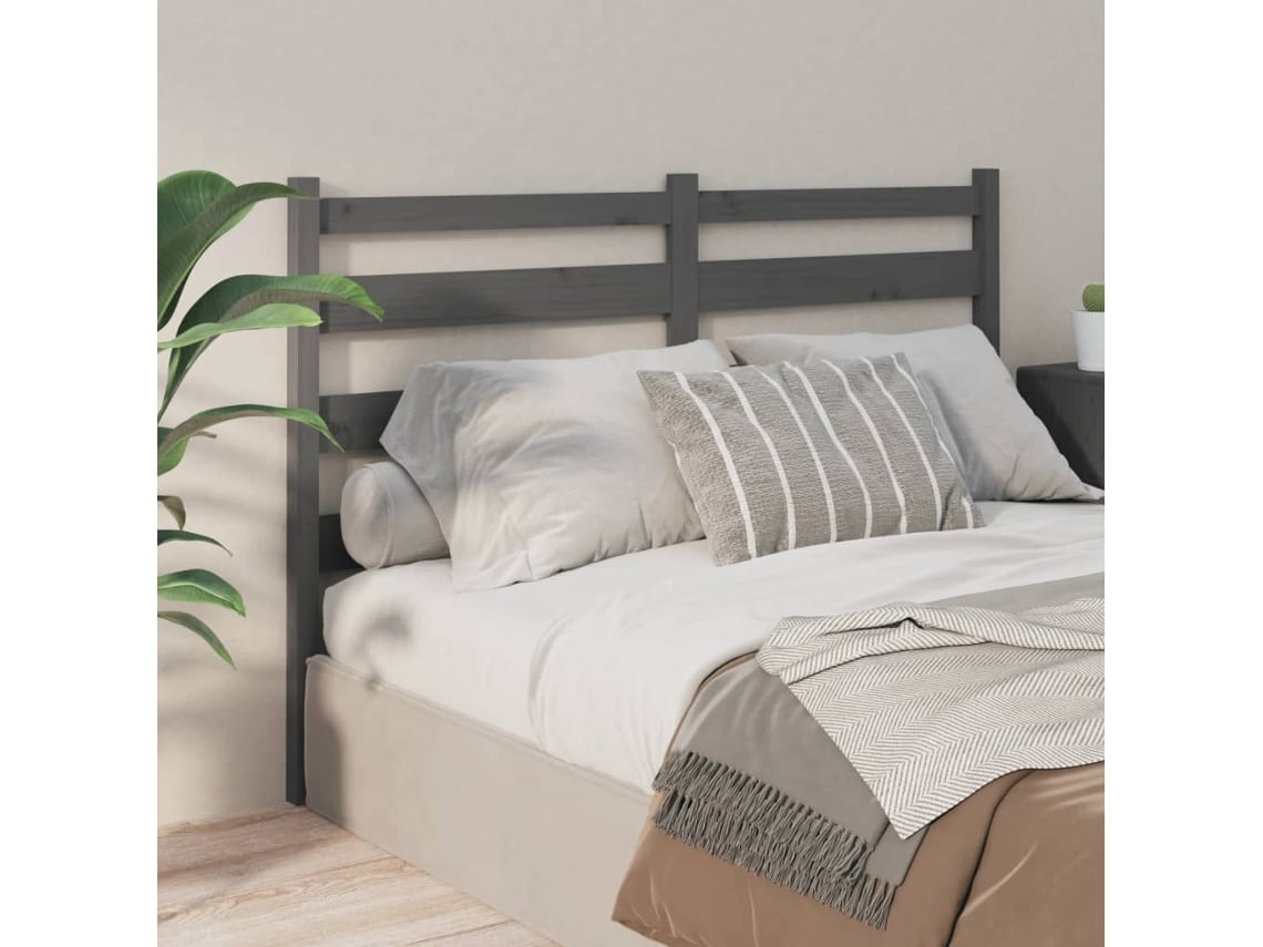 Cabecero De Cama Madera Maciza De Pino Gris 166x4x100 Cm