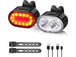 Set Luces Led Usb Bici Delantera/trasera, 4/6 Modos, Ipx5, 10-12h, Para Mtb/bicicleta/patinete