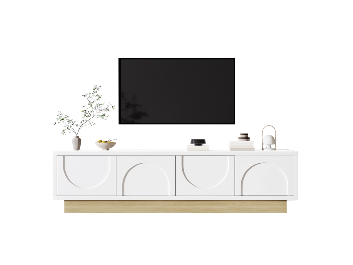 Mueble De Tv Moderno De 175 Cm En Color Blanco Con Espacio De Almacenamiento.