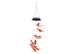 Campana de viento solar LED 2026 con luces que cambian de color para patio y jardín, hoja de arce roja