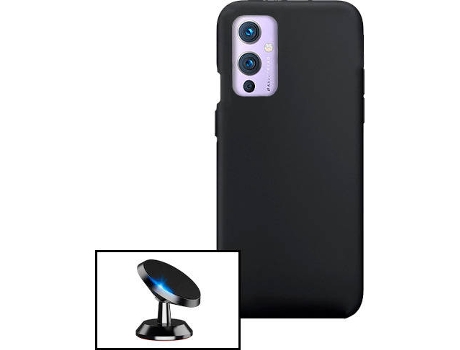 Carcasa + Soporte Magnético OnePlus 9 PHONECARE Silicona Líquida Negro