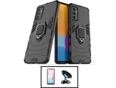 Kit Carcasa Militar Magnética + Protector de Pantalla + Soporte Samsung Galaxy M32 5G G4M Negro