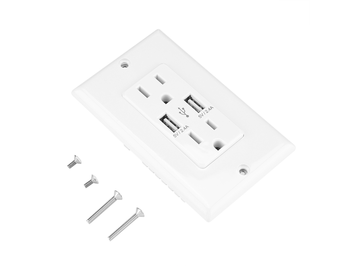 Cargador De Pared Usb Con Protección Contra Sobretensiones Y 2 Puertos Usb Inteligentes Para Cargar Varios Dispositivos.