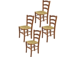 Conjunto de 4 Cadeiras T M C S Venice 320NO-110 (Castanho - 88x43x44 cm - Madeira)